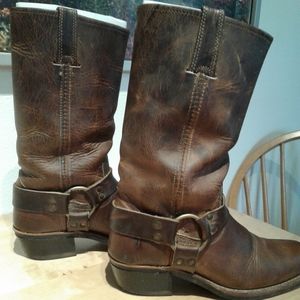 FRYE WOMEN'S Brown HARNESS MOTORCYCLE BOOTS